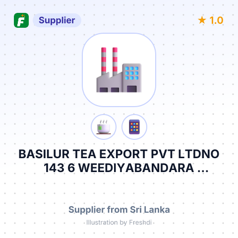 BASILUR TEA EXPORT PVT LTDNO 143 6 WEEDIYABANDARA MWAWAHTA KELANIMULLA ANGODA SRI LANKA – summary card, no photo uploaded yet