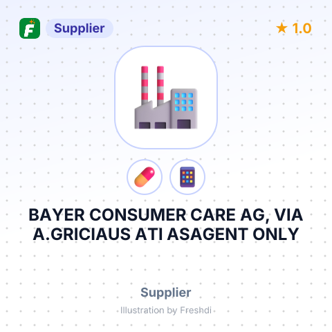BAYER CONSUMER CARE AG, VIA A.GRICIAUS ATI ASAGENT ONLY – summary card, no photo uploaded yet