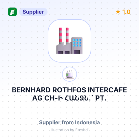 BERNHARD ROTHFOS INTERCAFE AG CH-Ի ՀԱՆՁՆ.` PT. BERINDO JAYA-Ի ՄԻՋՈՑՈՎ, ԻՆԴՈՆԵԶԻԱՅԻՑ – summary card, no photo uploaded yet