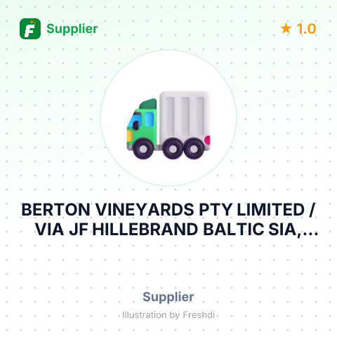 BERTON VINEYARDS PTY LIMITED / VIA JF HILLEBRAND BALTIC SIA, RIGA,LATVIA WAREHOUSE REFTRANS LOGISTICS SIA – summary card, no photo uploaded yet