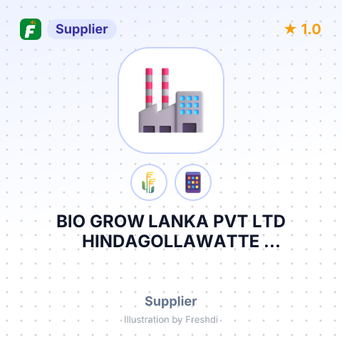 BIO GROW LANKA PVT LTD HINDAGOLLAWATTE KANATTEWEWA WARIYAPOLA TSO- – summary card, no photo uploaded yet