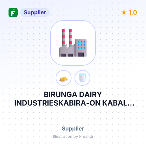 BIRUNGA DAIRY INDUSTRIESKABIRA-ON KABALE RD,P.O BOX266KISORTIN – summary card, no photo uploaded yet