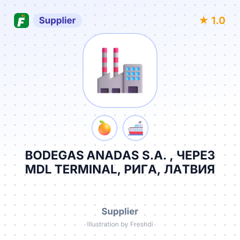BODEGAS ANADAS S.A. , ЧЕРЕЗ MDL TERMINAL, РИГА, ЛАТВИЯ – summary card, no photo uploaded yet