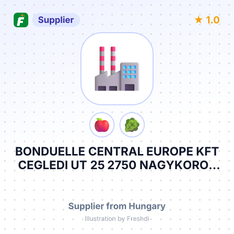 BONDUELLE CENTRAL EUROPE KFT CEGLEDI UT 25 2750 NAGYKOROS УГОРЩИНА – summary card, no photo uploaded yet