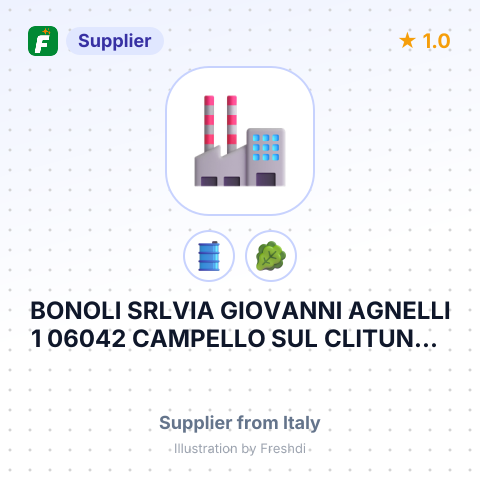 BONOLI SRLVIA GIOVANNI AGNELLI 1 06042 CAMPELLO SUL CLITUNNO PG ITALY – summary card, no photo uploaded yet