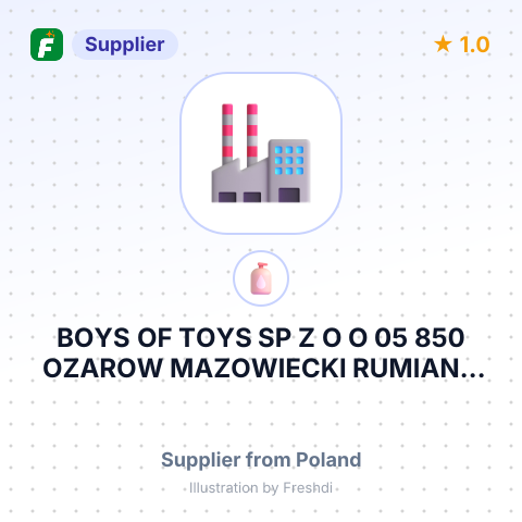 BOYS OF TOYS SP Z O O 05 850 OZAROW MAZOWIECKI RUMIANA 34 ПОЛЬЩА – summary card, no photo uploaded yet