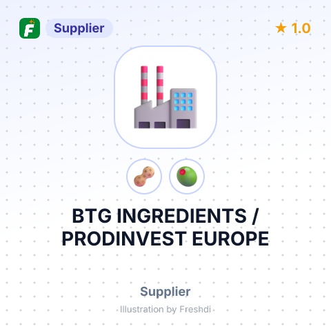 BTG INGREDIENTS / PRODINVEST EUROPE – summary card, no photo uploaded yet