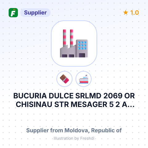 BUCURIA DULCE SRLMD 2069 OR CHISINAU STR MESAGER 5 2 AP 207 REPUBLICA MOLDOVA – summary card, no photo uploaded yet