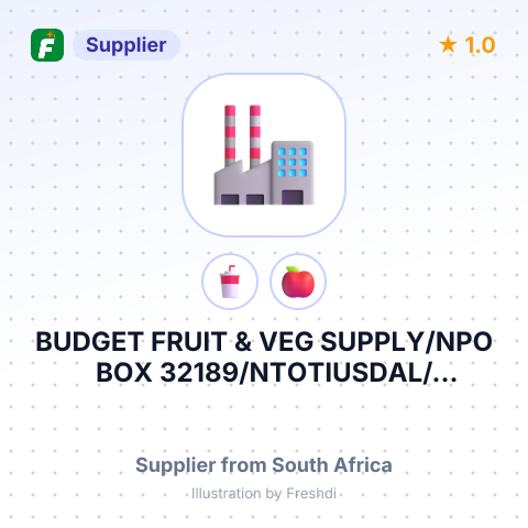 BUDGET FRUIT & VEG SUPPLY/NPO BOX 32189/NTOTIUSDAL/NPRETORIA/N0134 – summary card, no photo uploaded yet