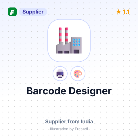 Barcode Designer – summary card, no photo uploaded yet
