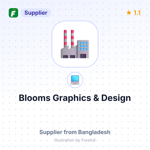 Blooms Graphics & Design – summary card, no photo uploaded yet