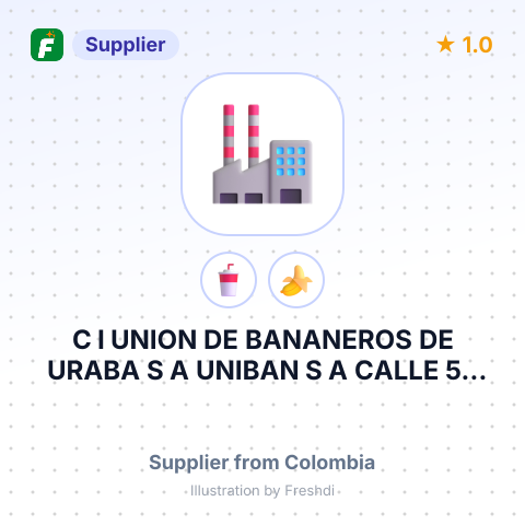 C I UNION DE BANANEROS DE URABA S A UNIBAN S A CALLE 52 NO 47 42 PISO 15MEDELLIN COLOMBIA – summary card, no photo uploaded yet
