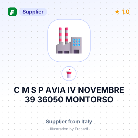 C M S P AVIA IV NOVEMBRE 39 36050 MONTORSO VICENTINO VI ITALY – summary card, no photo uploaded yet