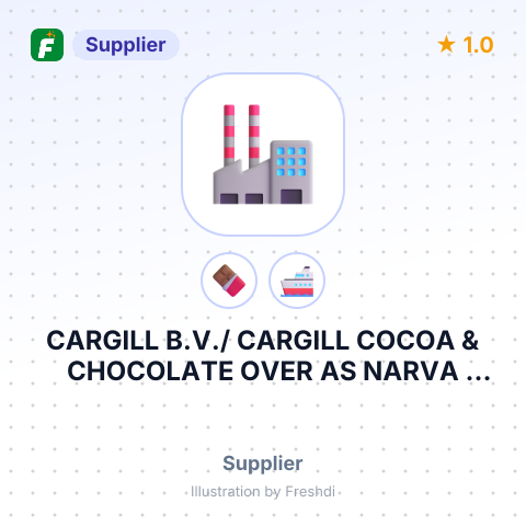 CARGILL B.V./ CARGILL COCOA & CHOCOLATE OVER AS NARVA AUTO TOLLITERMINAL LIC. YT/ – summary card, no photo uploaded yet
