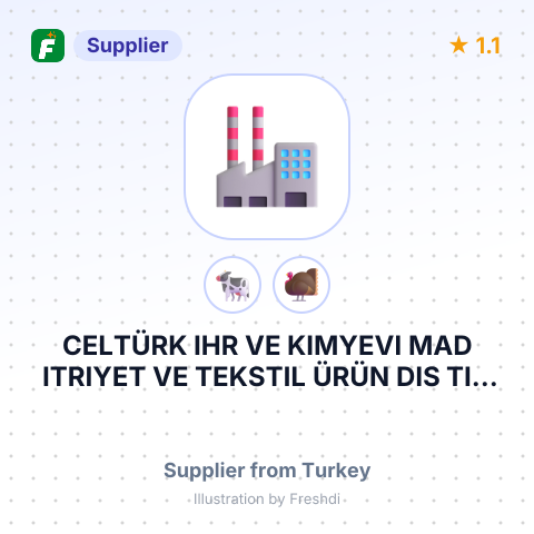 CELTÜRK IHR VE KIMYEVI MAD ITRIYET VE TEKSTIL ÜRÜN DIS TIC LTD STI – summary card, no photo uploaded yet