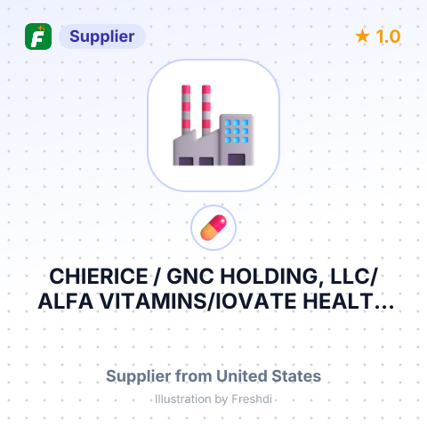 CHIERICE / GNC HOLDING, LLC/ALFA VITAMINS/IOVATE HEALTH SCIENCES – summary card, no photo uploaded yet