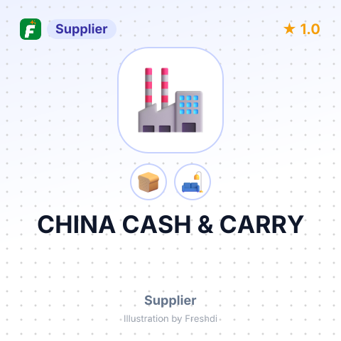 CHINA CASH & CARRY – summary card, no photo uploaded yet