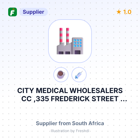 CITY MEDICAL WHOLESALERS CC ,335 FREDERICK STREET PRETORIA WEST – summary card, no photo uploaded yet