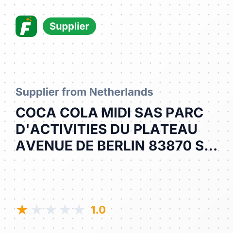 COCA COLA MIDI SAS PARC D'ACTIVITIES DU PLATEAU AVENUE DE BERLIN 83870 SIGNES FRANCE – summary card, no photo uploaded yet