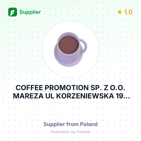 COFFEE PROMOTION SP. Z O.O. MAREZA UL KORZENIEWSKA 19B 82 500 KWIDZIN POLAND – summary card, no photo uploaded yet