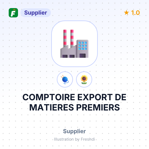 COMPTOIRE EXPORT DE MATIERES PREMIERS – summary card, no photo uploaded yet