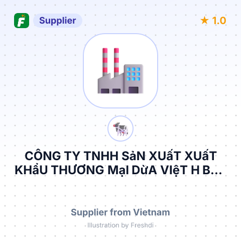 CÔNG TY TNHH SảN XUấT XUấT KHẩU THƯƠNG MạI DừA VIệT H BếN TRE – summary card, no photo uploaded yet