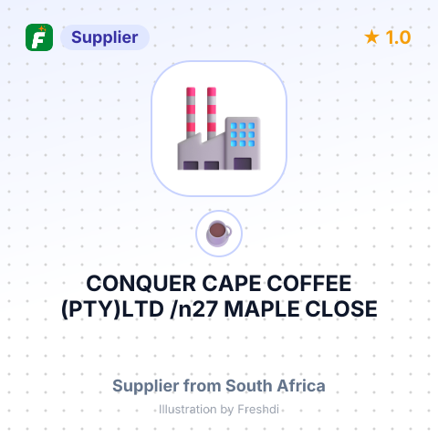 CONQUER CAPE COFFEE (PTY)LTD /n27 MAPLE CLOSE WESTRIDGE/nMITCHELLS PLAIN/nCAPE – summary card, no photo uploaded yet