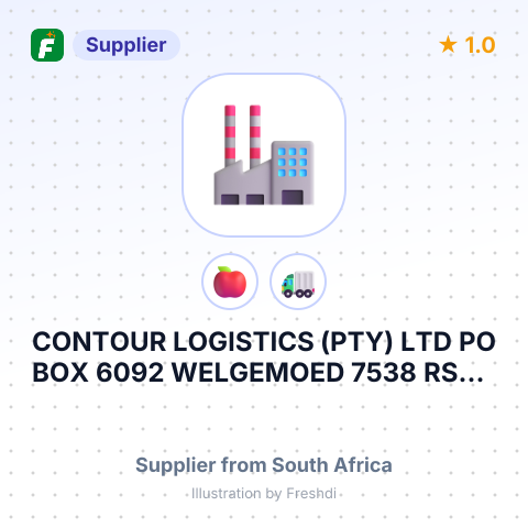 CONTOUR LOGISTICS (PTY) LTD PO BOX 6092 WELGEMOED 7538 RSA – summary card, no photo uploaded yet