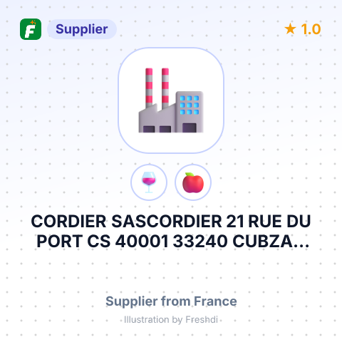 CORDIER SASCORDIER 21 RUE DU PORT CS 40001 33240 CUBZAC LES PONTS – summary card, no photo uploaded yet