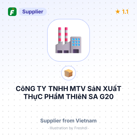 CôNG TY TNHH MTV SảN XUấT THựC PHẩM THIêN SA G20 – summary card, no photo uploaded yet