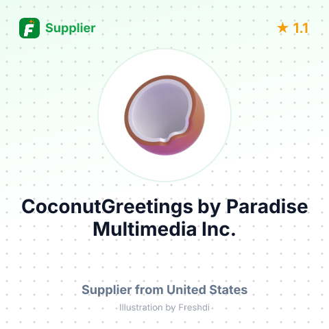 CoconutGreetings by Paradise Multimedia Inc. – summary card, no photo uploaded yet