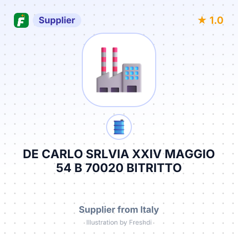DE CARLO SRLVIA XXIV MAGGIO 54 B 70020 BITRITTO BARI ITALY – summary card, no photo uploaded yet