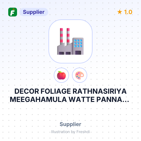 DECOR FOLIAGE RATHNASIRIYA MEEGAHAMULA WATTE PANNALA IBBAGAMUWA TSO - EREG DDC RMU ORDER – summary card, no photo uploaded yet