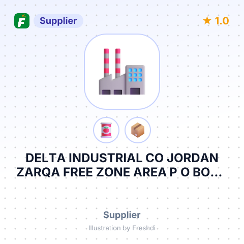 DELTA INDUSTRIAL CO JORDAN ZARQA FREE ZONE AREA P O BOX – summary card, no photo uploaded yet