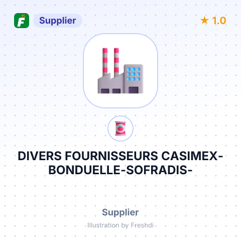 DIVERS FOURNISSEURS CASIMEX-BONDUELLE-SOFRADIS- – summary card, no photo uploaded yet