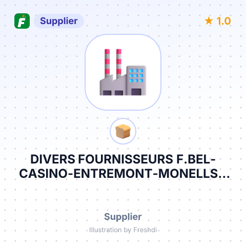 DIVERS FOURNISSEURS F.BEL-CASINO-ENTREMONT-MONELLS – summary card, no photo uploaded yet