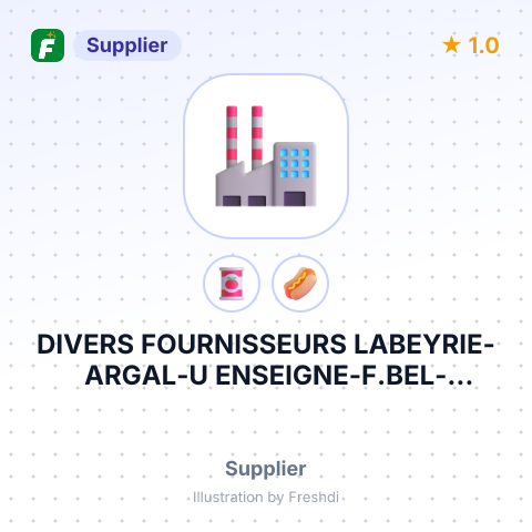 DIVERS FOURNISSEURS LABEYRIE-ARGAL-U ENSEIGNE-F.BEL-POMONA – summary card, no photo uploaded yet