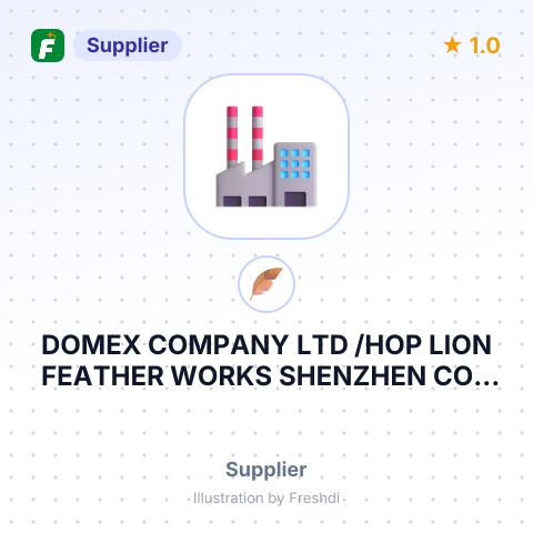 DOMEX COMPANY LTD /HOP LION FEATHER WORKS SHENZHEN CO – summary card, no photo uploaded yet