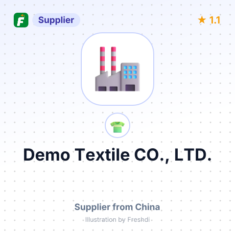 Demo Textile CO., LTD. – summary card, no photo uploaded yet