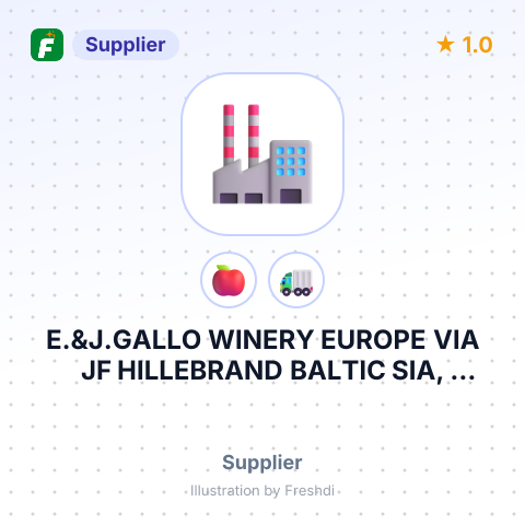 E.&J.GALLO WINERY EUROPE VIA JF HILLEBRAND BALTIC SIA, RIGA,LATVIA WAREHOUSE REFTRANS LOGISTICS SIA – summary card, no photo uploaded yet