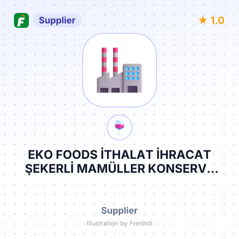 EKO FOODS İTHALAT İHRACAT ŞEKERLİ MAMÜLLER KONSERVE ALKOLLÜ VE ALKOLSÜZ İÇKİLER TARIM ÜRÜNLERİ TAŞIMACILIK SANAYİ VE TİCARET LİMİTED ŞİRKETİ – summary card, no photo uploaded yet