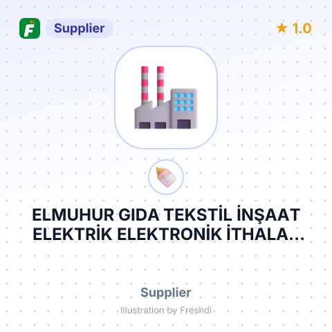 ELMUHUR GIDA TEKSTİL İNŞAAT ELEKTRİK ELEKTRONİK İTHALAT İHRACAT SANAYİ VE TİCARET LİMİTED ŞİRKETİ – summary card, no photo uploaded yet