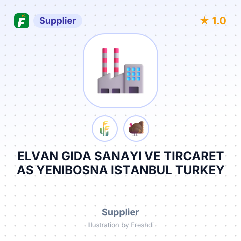 ELVAN GIDA SANAYI VE TIRCARET AS YENIBOSNA ISTANBUL TURKEY – summary card, no photo uploaded yet