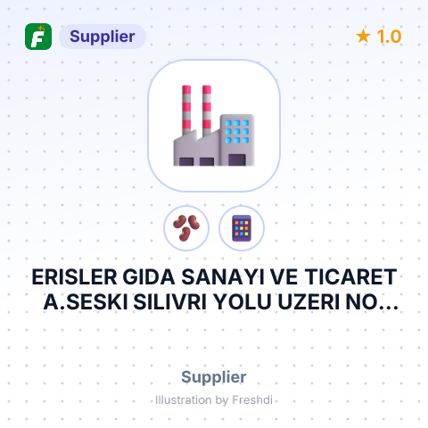 ERISLER GIDA SANAYI VE TICARET A.SESKI SILIVRI YOLU UZERI NO. 58ISTANBUL TURKEY – summary card, no photo uploaded yet