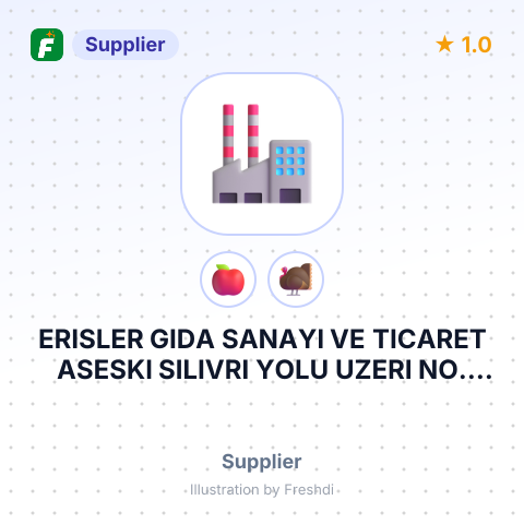 ERISLER GIDA SANAYI VE TICARET ASESKI SILIVRI YOLU UZERI NO. 58MIMARSINAN BUYUKCEKMECEISTANBUL TURKEY – summary card, no photo uploaded yet