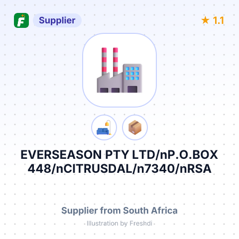 EVERSEASON PTY LTD/nP.O.BOX 448/nCITRUSDAL/n7340/nRSA – summary card, no photo uploaded yet
