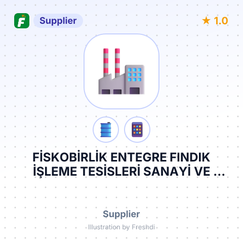 FİSKOBİRLİK ENTEGRE FINDIK İŞLEME TESİSLERİ SANAYİ VE TİCARET ANONİM ŞİRKETİ – summary card, no photo uploaded yet
