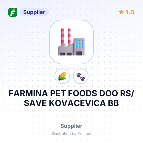 FARMINA PET FOODS DOO RS/SAVE KOVACEVICA BB – summary card, no photo uploaded yet