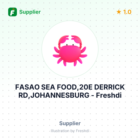 FASAO SEA FOOD,20E DERRICK RD,JOHANNESBURG – summary card, no photo uploaded yet