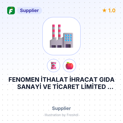 FENOMEN İTHALAT İHRACAT GIDA SANAYİ VE TİCARET LİMİTED ŞİRKETİ – summary card, no photo uploaded yet